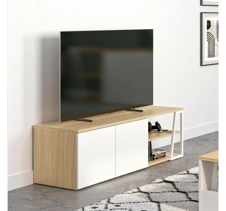 TemaHome Albi TV Table Light Oak & White - Lifesytle