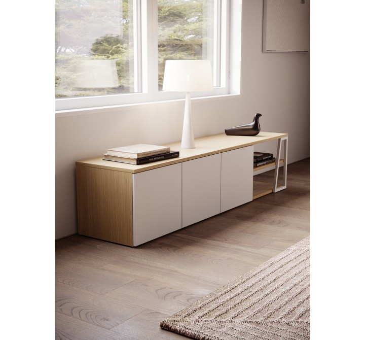 TemaHome Albi TV Stand 190 Light Oak & White - Lifestyle 