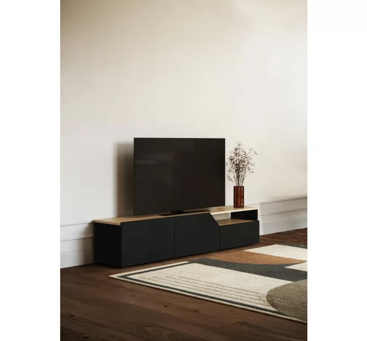 TemaHome Verone TV Stand in Light Oak & Pure Black - Lifestyle