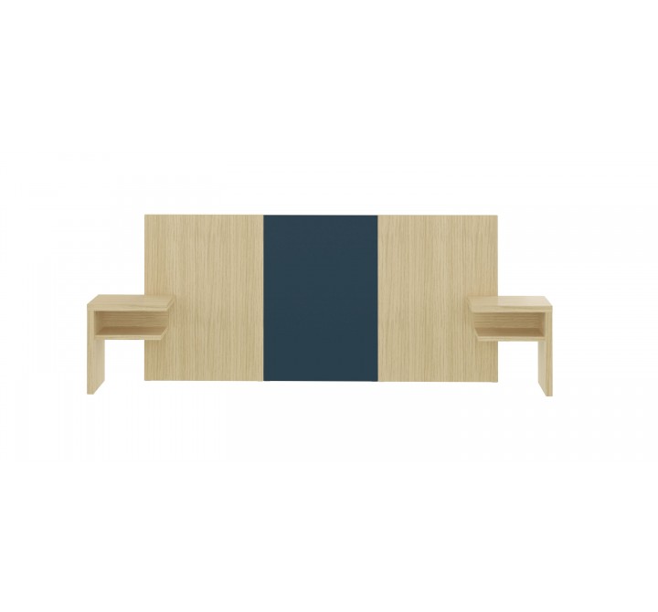 Temahome Hugo Eastern King Headboard with Night Stands in Melamine Light Oak & Anthracite - Front