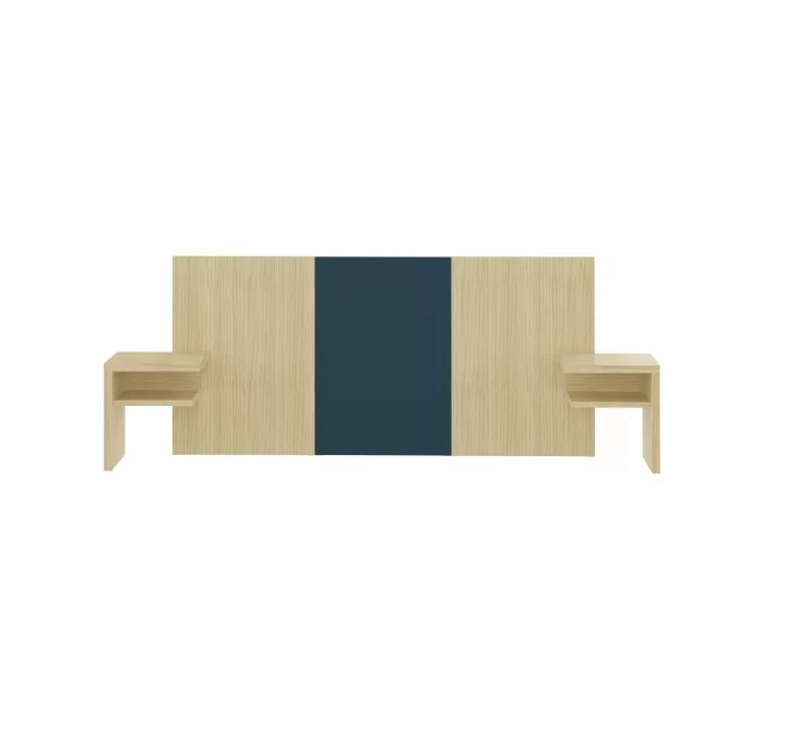 Temahome Hugo Eastern King Headboard with Night Stands in Melamine Light Oak & Anthracite - Front