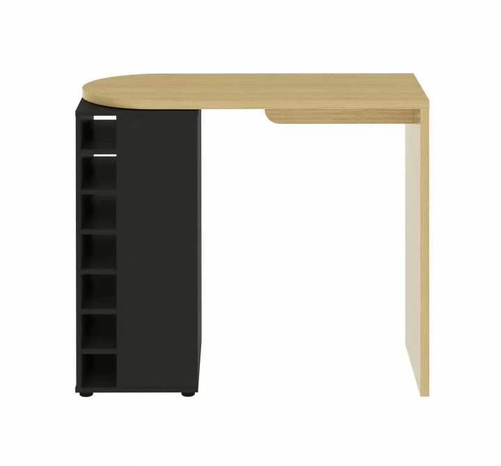 TemaHome Roll Bar Table in Melamine Light Oak & Pure Black - Front Angle