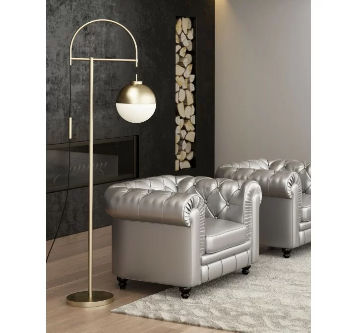 Zuo Modern Waterloo Floor Lamp White And Bronze - Lifestyle