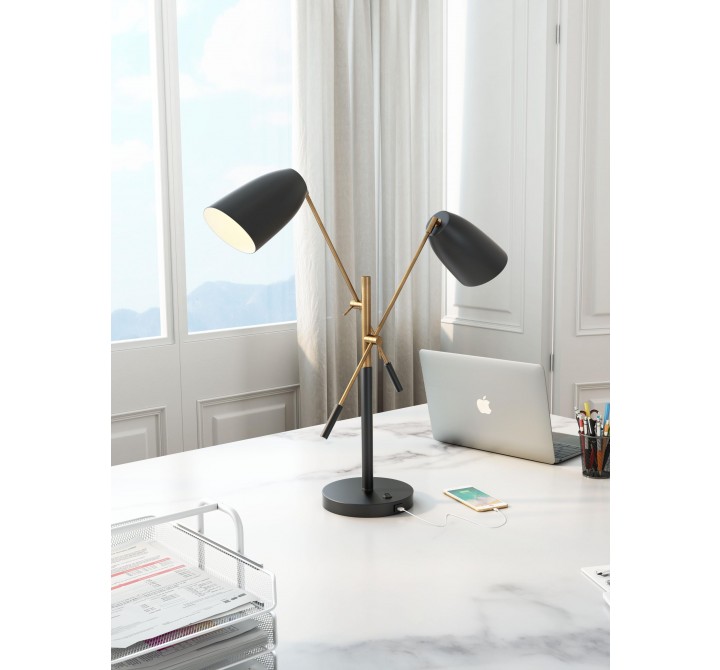Zuo Modern Tanner Table Lamp Black And Brass - Lifestyle 