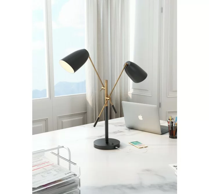 Zuo Modern Tanner Table Lamp Black And Brass - Lifestyle 