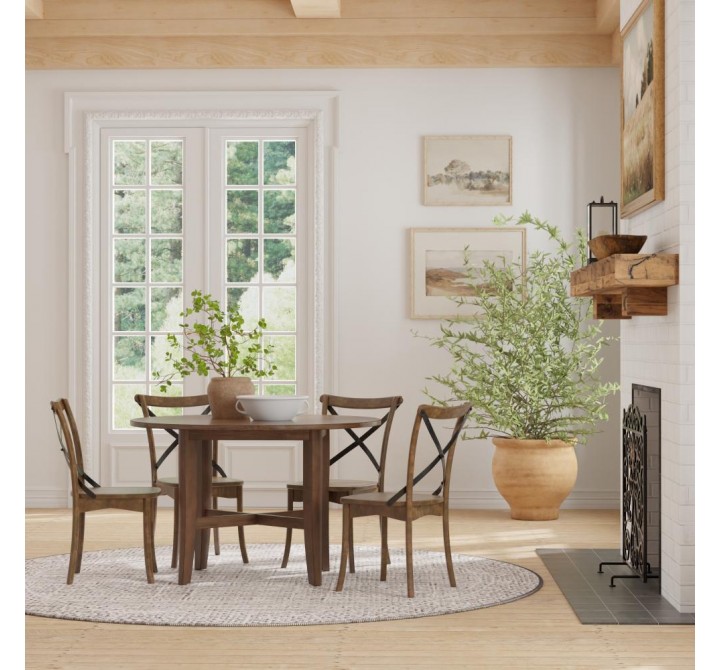 Alpine Furniture Arendal Round Table In Burnished Dark Oak - Lifestyle