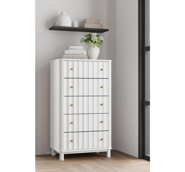 Alpine Furniture Stapleton Stapleton 5 Drawer Chest, White - Lifestyle
