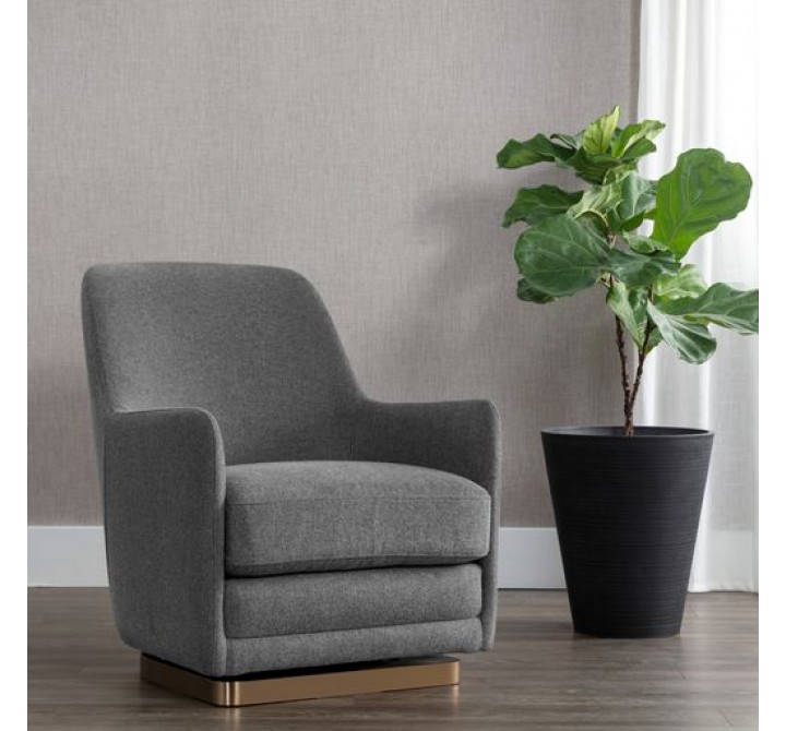 Sunpan Marcela Swivel Lounge Chair - Belfast Koala Grey - Lifestyle