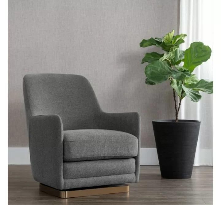 Sunpan Marcela Swivel Lounge Chair - Belfast Koala Grey - Lifestyle