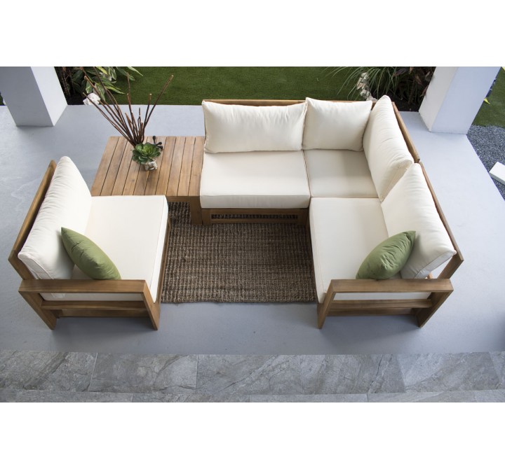Hospitality Rattan Patio Grand Cay 5-Piece Modular Sectional Top View