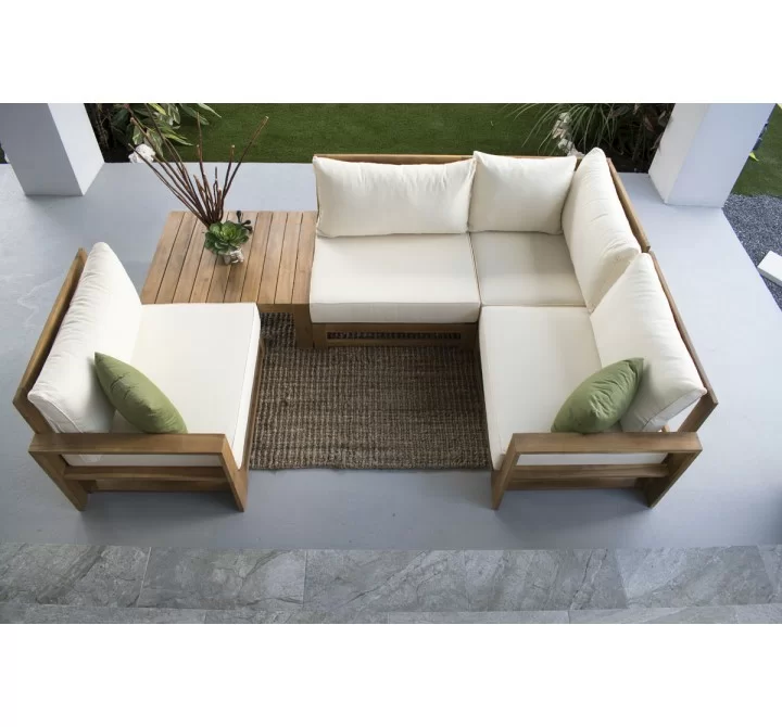 Hospitality Rattan Patio Grand Cay 5-Piece Modular Sectional Top View
