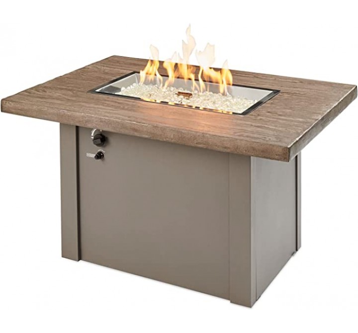 Outdoor Greatroom Company Havenwood Driftwood Top w/Grey Base 12"x24" Burner - Lit