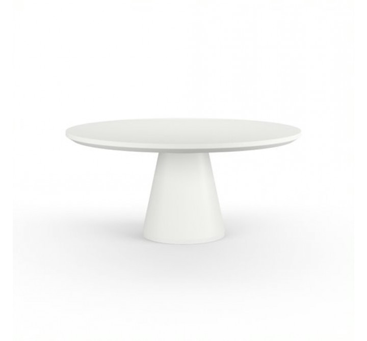 Sunset West Pedestal Dining Table in Bone Finish - Front Angle