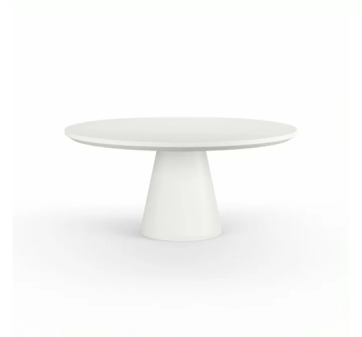 Sunset West Pedestal Dining Table in Bone Finish - Front Angle