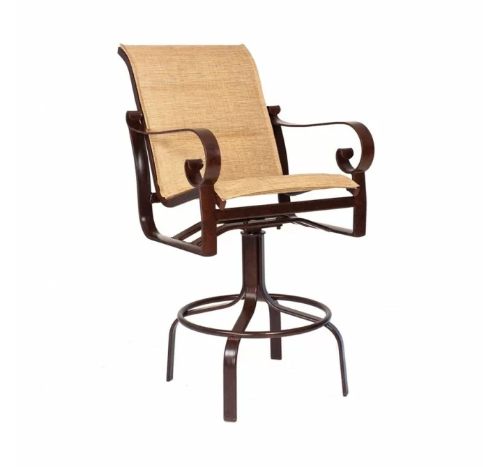 Woodard Belden Padded Sling Swivel Bar Stool