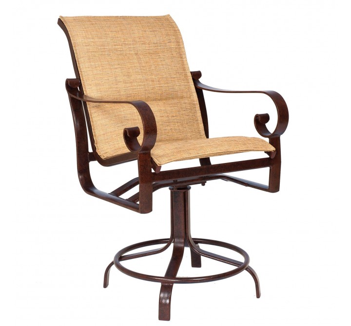 Woodard Belden Padded Sling Swivel Counter Stool