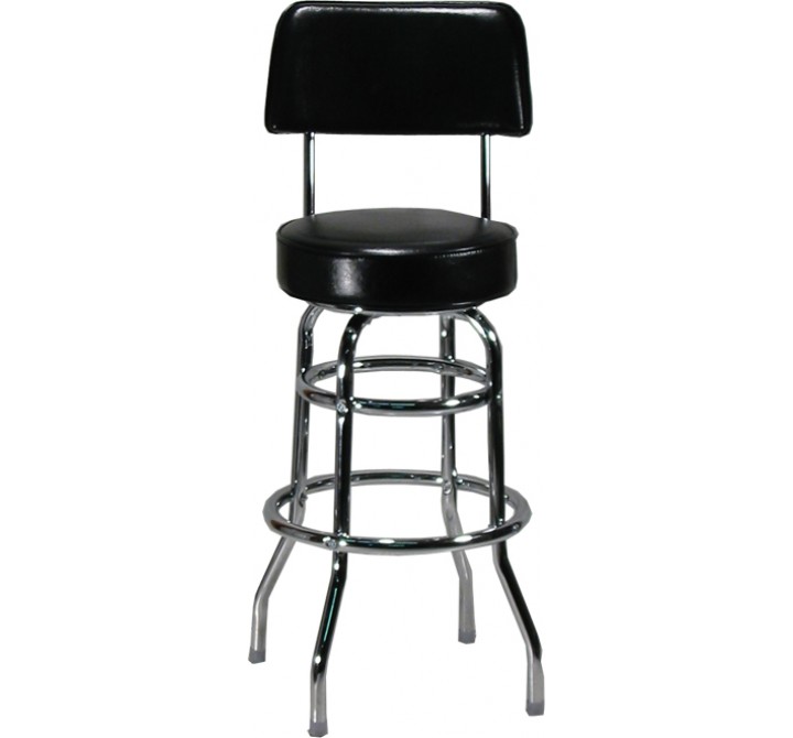 H&D Seating Double Ring Black Barstool with Back