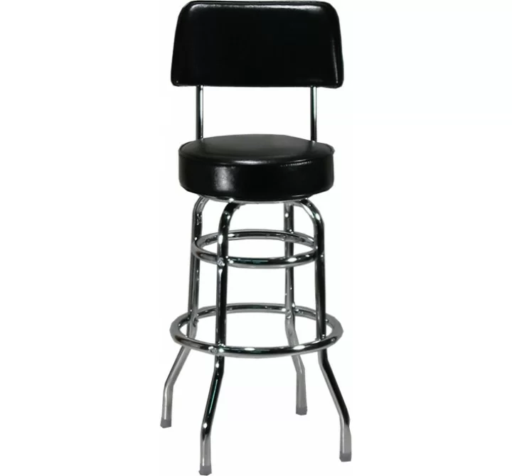 H&D Seating Double Ring Black Barstool with Back