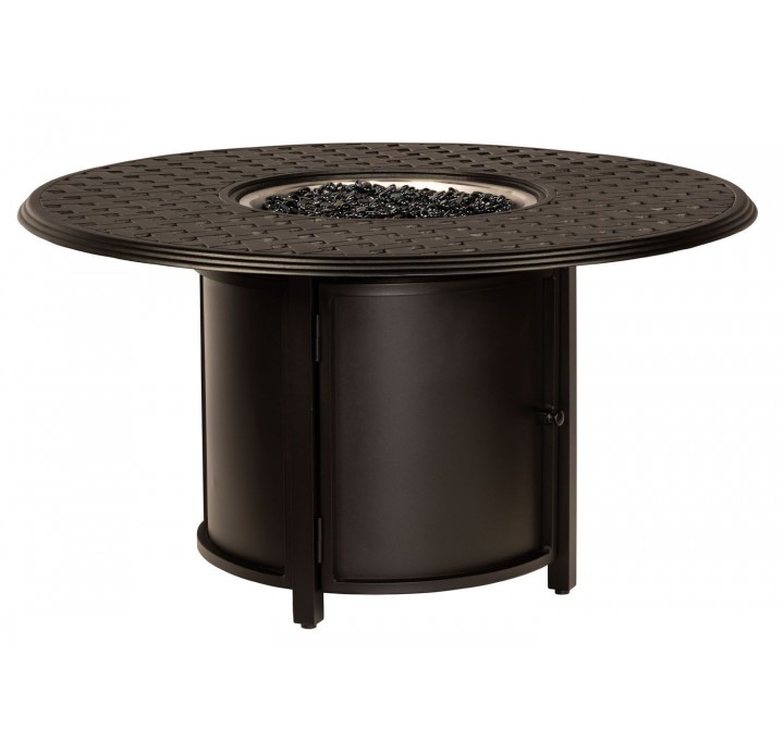 Woodard Thatch Round Chat Height Fire Table
