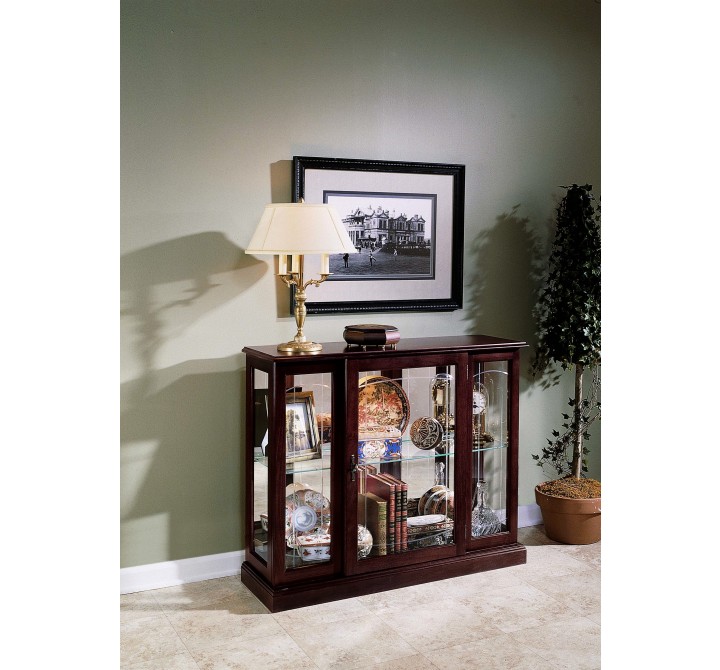 Pulaski Furniture Lighted 1 Shelf Console Display Cabinet in Cherry Brown 5