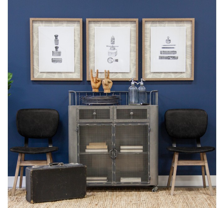 Mercana Haden I Black Faux-Leather Wrap Brown Solid Wood and Iron Base Dining Chair