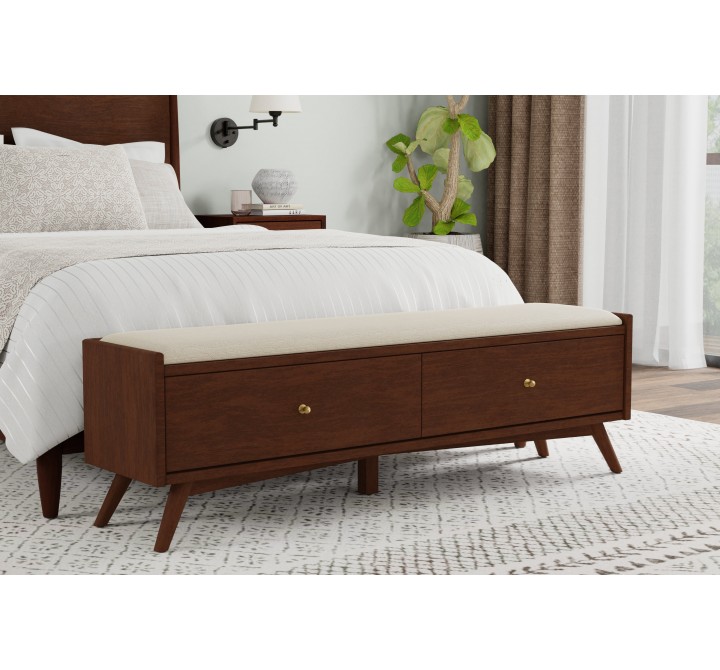 Alpine Furniture Flynn Bench, Walnut - Lifestyle