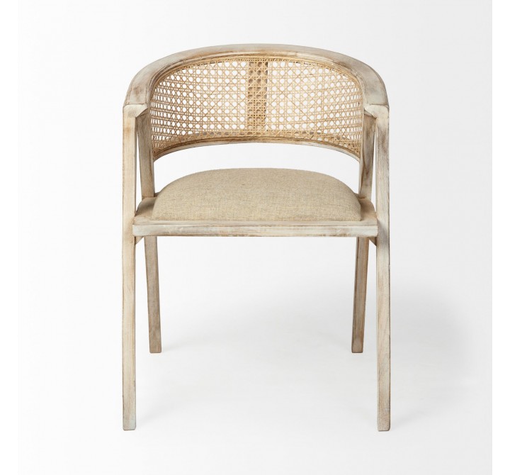 Mercana Tabitha I Blonde Wooden Frame 100% Polyester Seat Dining Chair