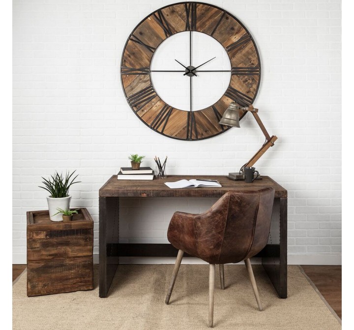 Mercana Orwell 52L x 28W Brown Wood Top Metal Cladded Frame Office Desk