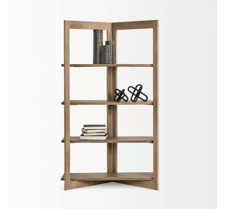 Mercana Turnbull I 42L x 16W x 72H Light Brown Wood Four Shelf Shelving Unit
