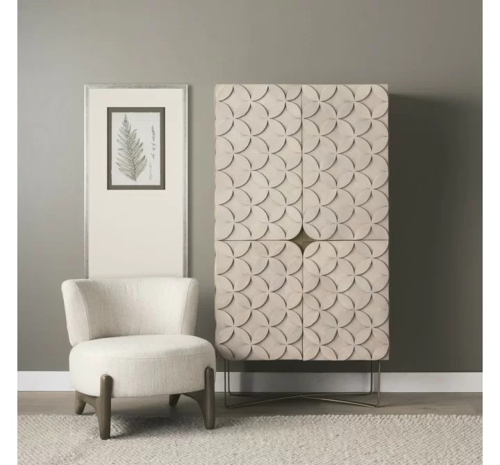 Mercana Excelsior II 68.1" H Light Brown Wood Gold Iron Base Storage Cabinet