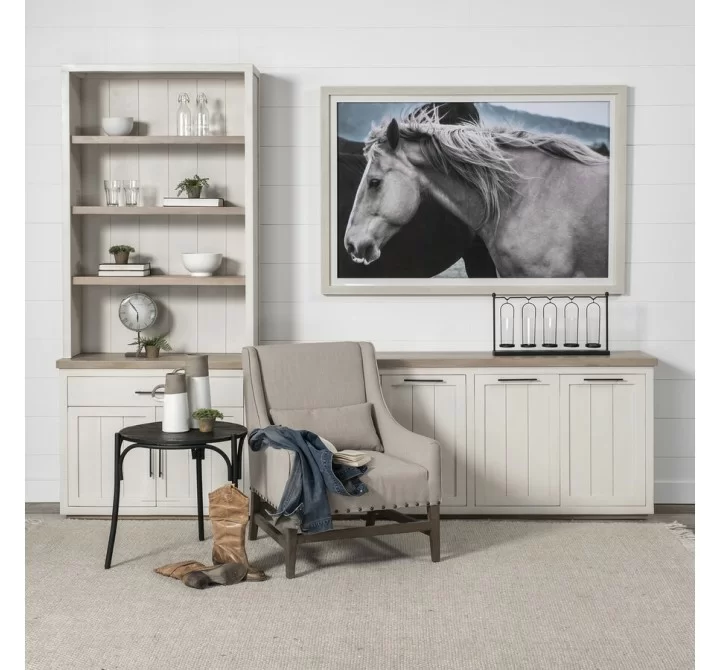 Mercana Fairview III Solid Wood Brown Top & White Frame 4 Cabinet Door Sideboard