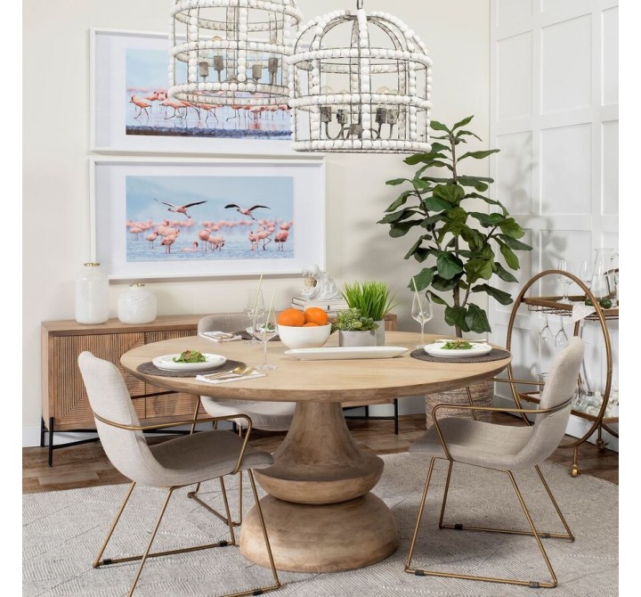 Mercana Crossman 60" Round Blonde Solid Wood & Base Dining Table