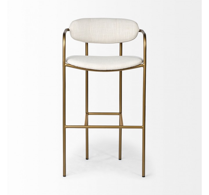 Mercana Parker 30" Seat Height Cream Fabric Seat Gold Metal Bar Stool Front