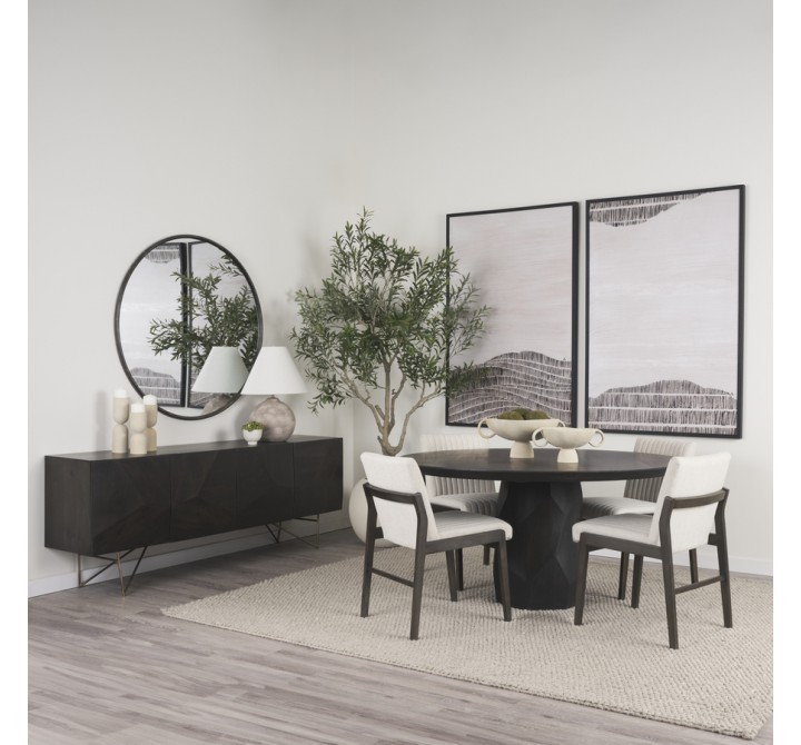 Mercana Fitzgerald 60" Round Brown Solid Wood Top & Base Dining Table 