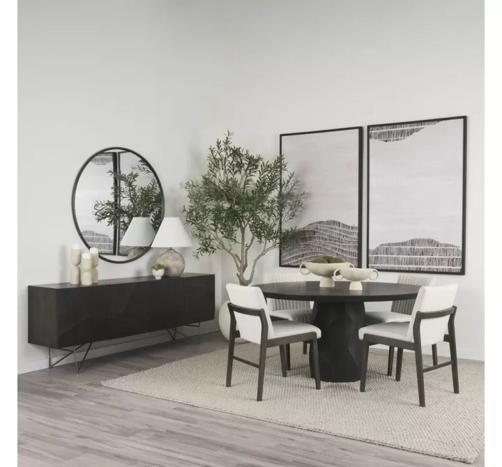 Mercana Fitzgerald 60" Round Brown Solid Wood Top & Base Dining Table 