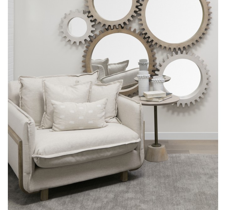 Mercana Roy II Beige Upholstered and Brown Wood Frame Arm Chair