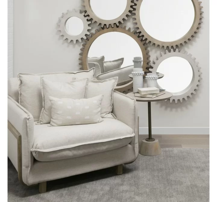 Mercana Roy II Beige Upholstered and Brown Wood Frame Arm Chair