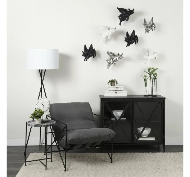 Mercana Poppy III 40L x 16W Black Metal With Glass Door Accent Cabinet