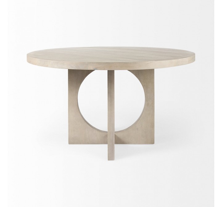 Mercana Liesl 54.L x 54.0W x 30.0H Barely Gray Finished Wood With Circular Top Dining Table 1
