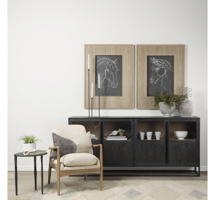 Mercana Timothy 16.0L x 16.0W X 20.0H Ebony Black Iron Side Table