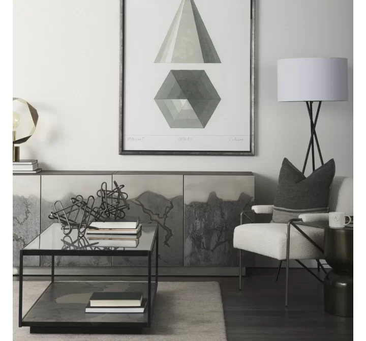 Mercana Roxdale 82.0L x 18.0W x 29.0H Acid Wash Metal Sideboard