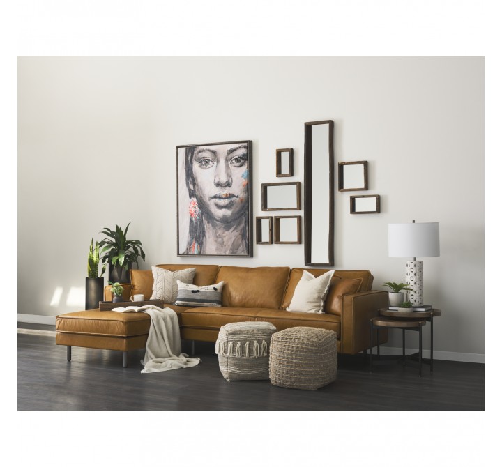 Mercana Marquisa (Set of 2) 22.5L x 22.5W x 20.8H Light Brown Wood With Black Metal Base Nesting Side Tables