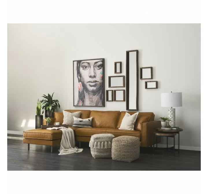 Mercana Marquisa (Set of 2) 22.5L x 22.5W x 20.8H Light Brown Wood With Black Metal Base Nesting Side Tables