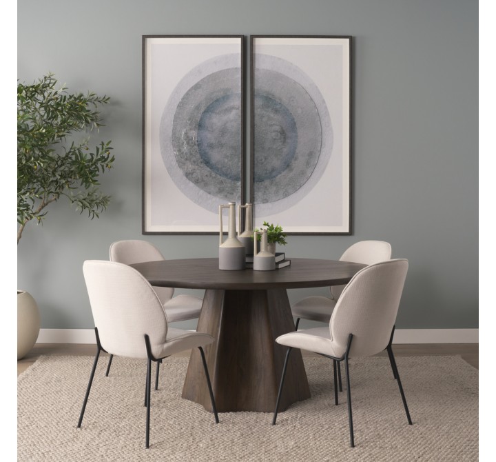 Mercana Inala White Fabric Seat Black Metal Frame Dining Chair Set