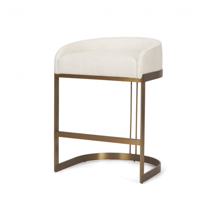 Mercana Hollyfield II Cream Fabric Seat W/ Gold Metal Base Counter Stool