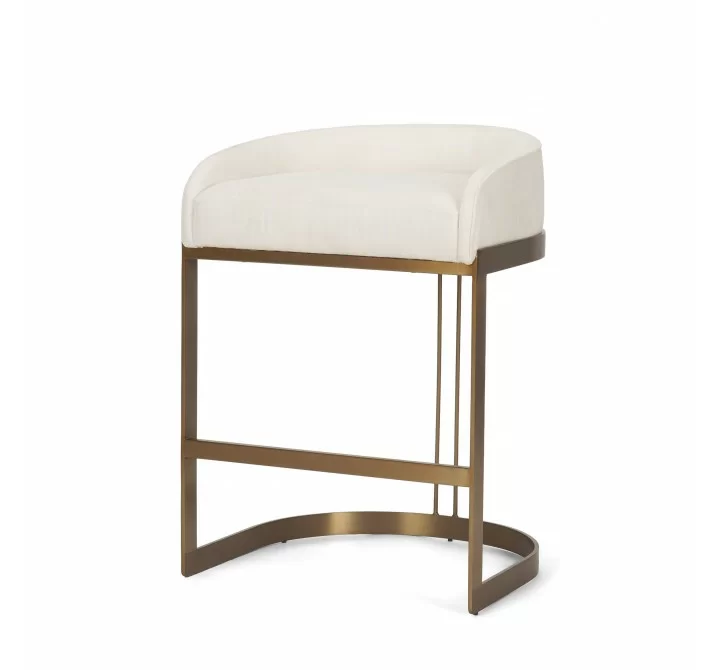 Mercana Hollyfield II Cream Fabric Seat W/ Gold Metal Base Counter Stool