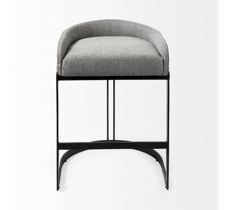 Mercana Hollyfield II Gray Fabric Seat W/ Gray Metal Base Counter Stool Front