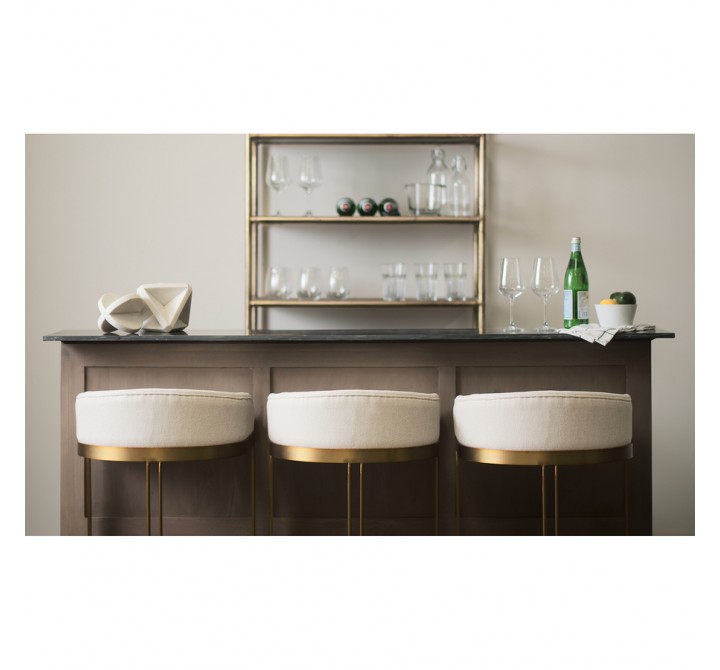 Mercana Hollyfield II Cream  Fabric Seat W/ Gold Metal Base Bar Stool 3
