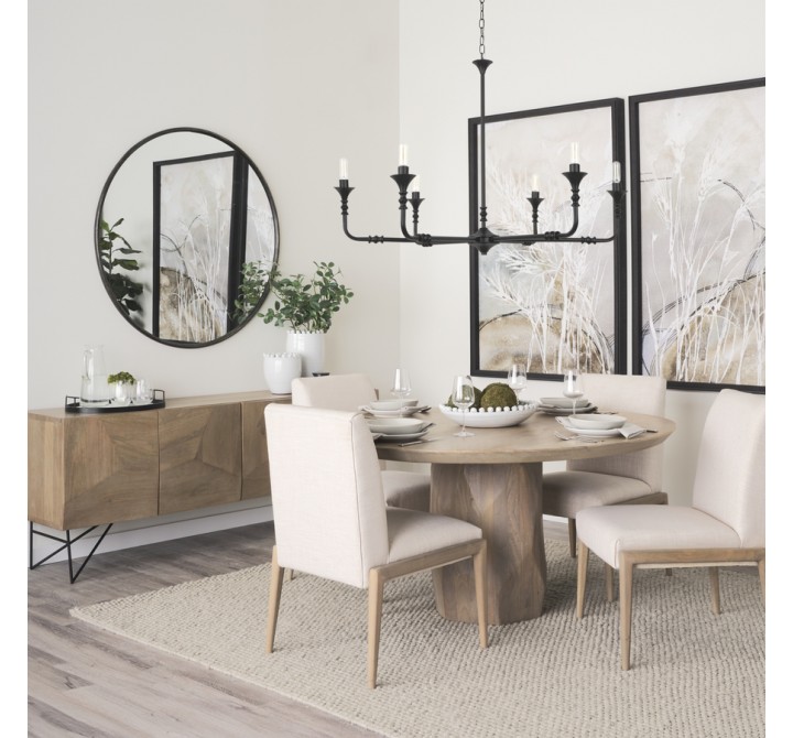 Mercana Palisades Cream Upholstery With Solid Wood Armless Dining Chair