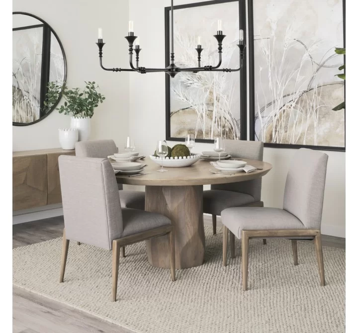 Mercana Palisades Gray Upholstery With Solid Wood Armless Dining Chair
